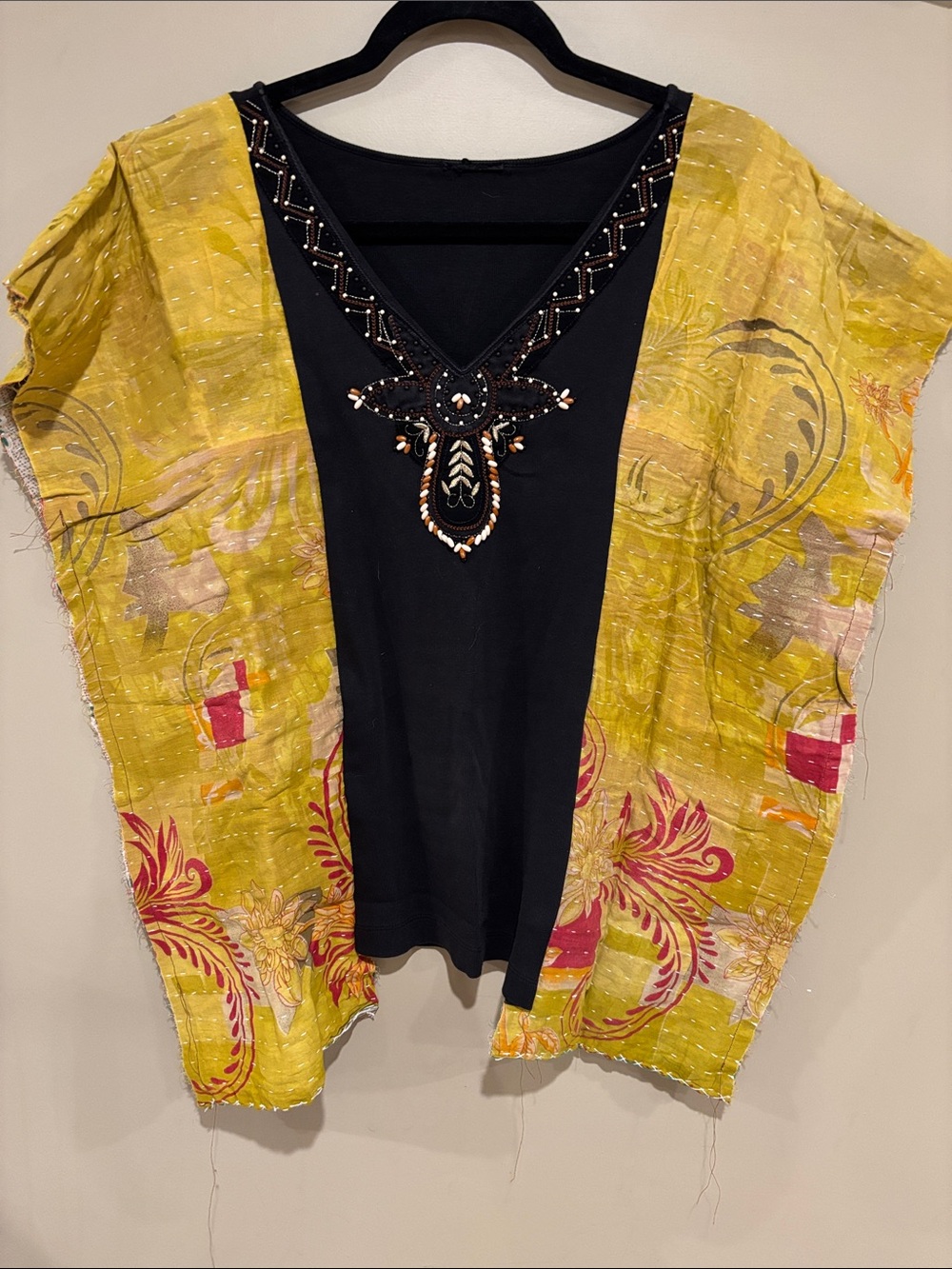 Kantha black beaded custom tee